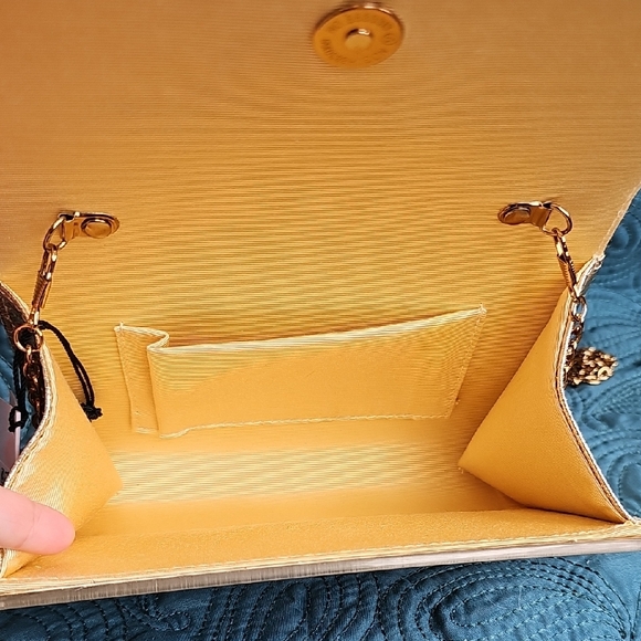 Kurt Geiger Gold Clutch with Party Rhinestones NWT - Picture 6 of 13